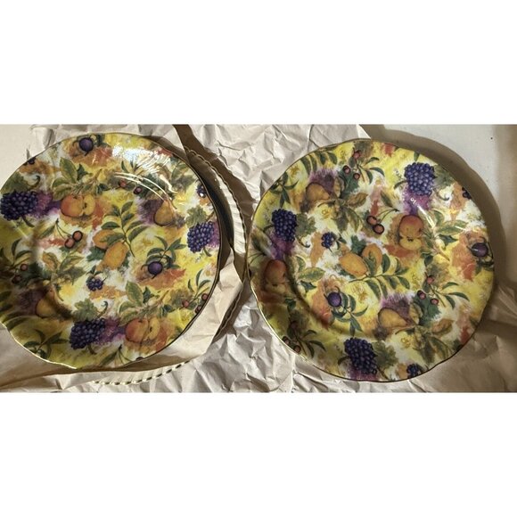 Baum Brothers Formalities Vintage Ceramic Golden Fruit Chintz Pattern 7” Plate - Picture 1 of 9